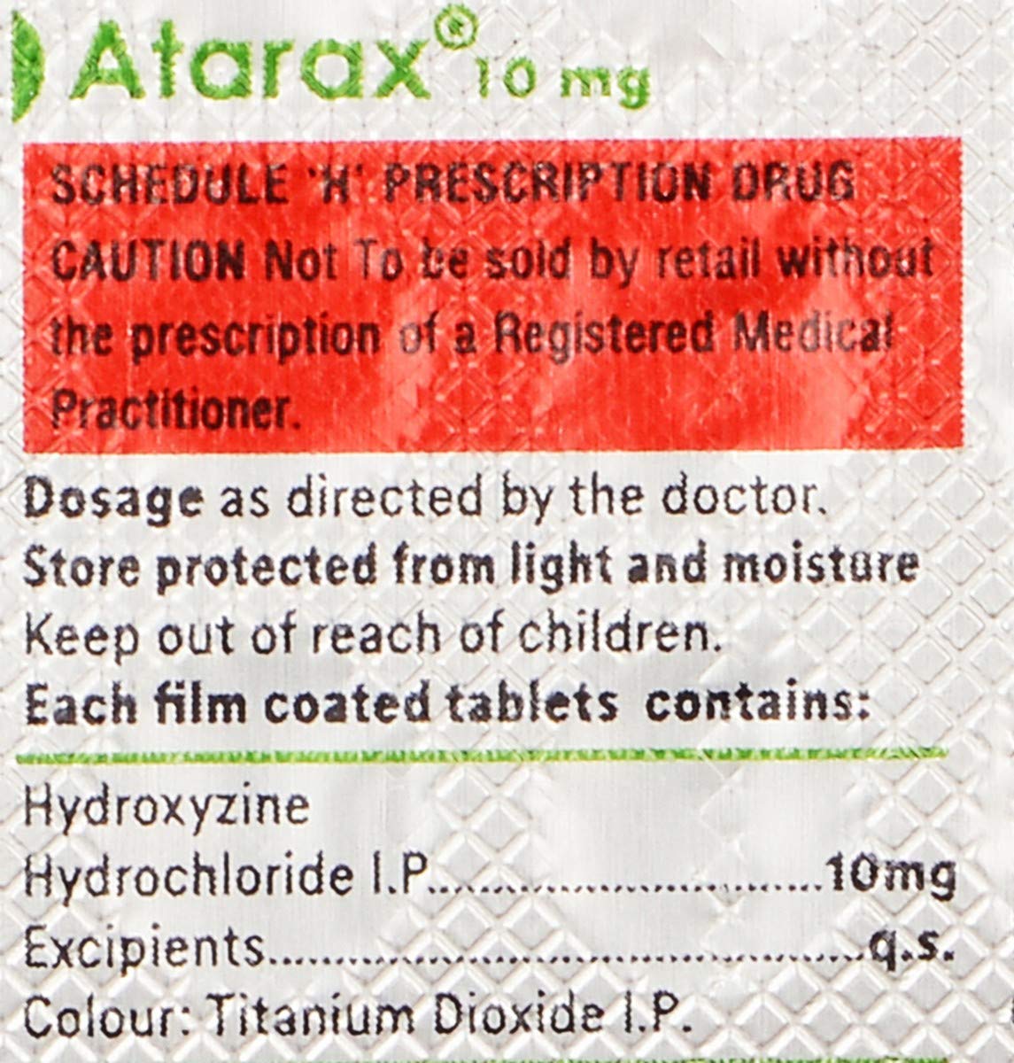 Atarax 10mg - Strip of 15 Tablets