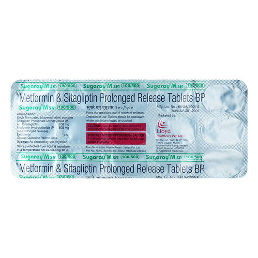 Sugaray M SR 100/500 - Strip of 15 Tablets