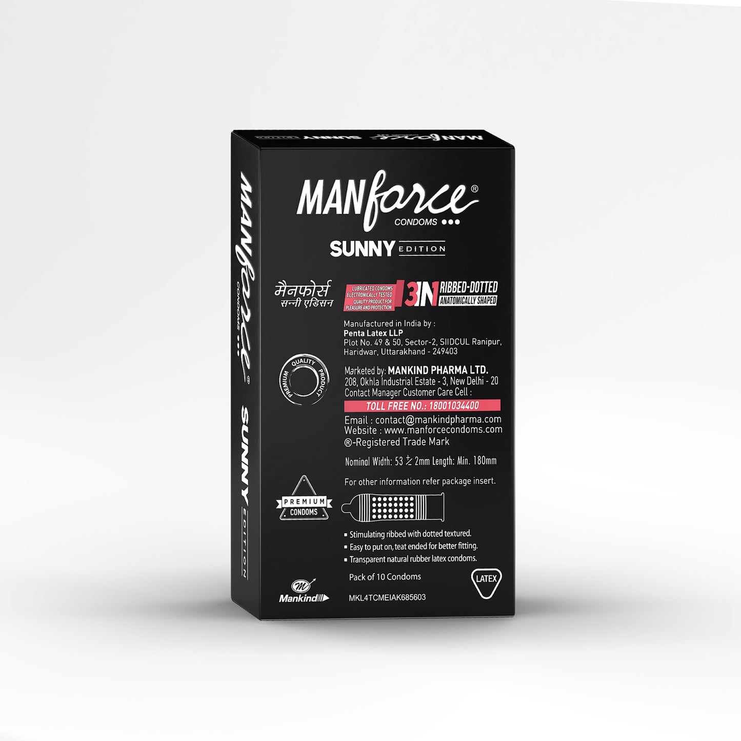 Manforce Sunny Edition Condoms | 10 pcs | Ribbed, Dotted & Anatomically Shaped Condoms | India’s No. 1* Condom Brand for Safe Sex