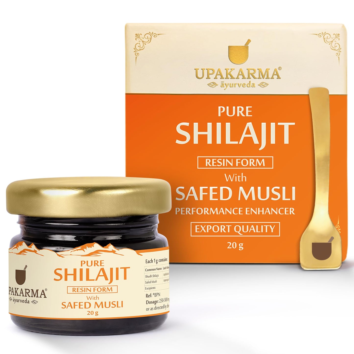 UPAKARMA Shilajit with Safed Musli Resin 10g | Original & Pure Shilajit/Shilajeet for Men to Boost Physical Performance, Power, Stamina and Strength| Lab Tested | Pack of 1