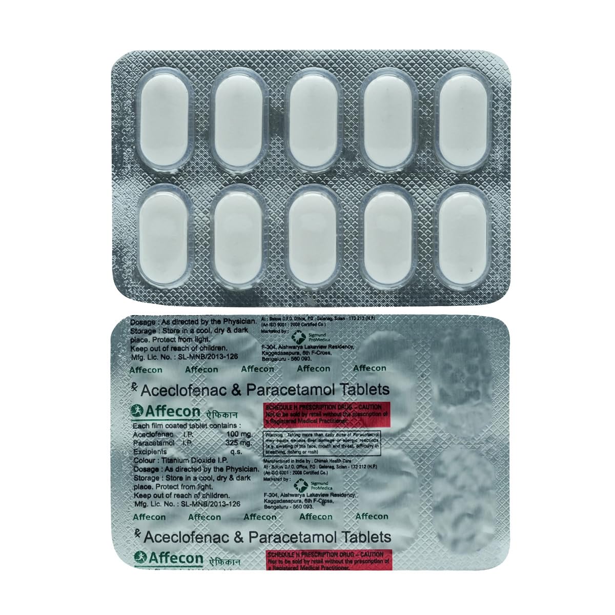 Affecon 100/325 - Strip of 10 Tablets