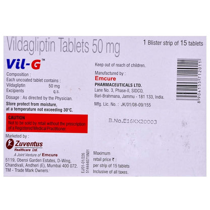 VIL-G 50MG - Strip of 15 Tablets