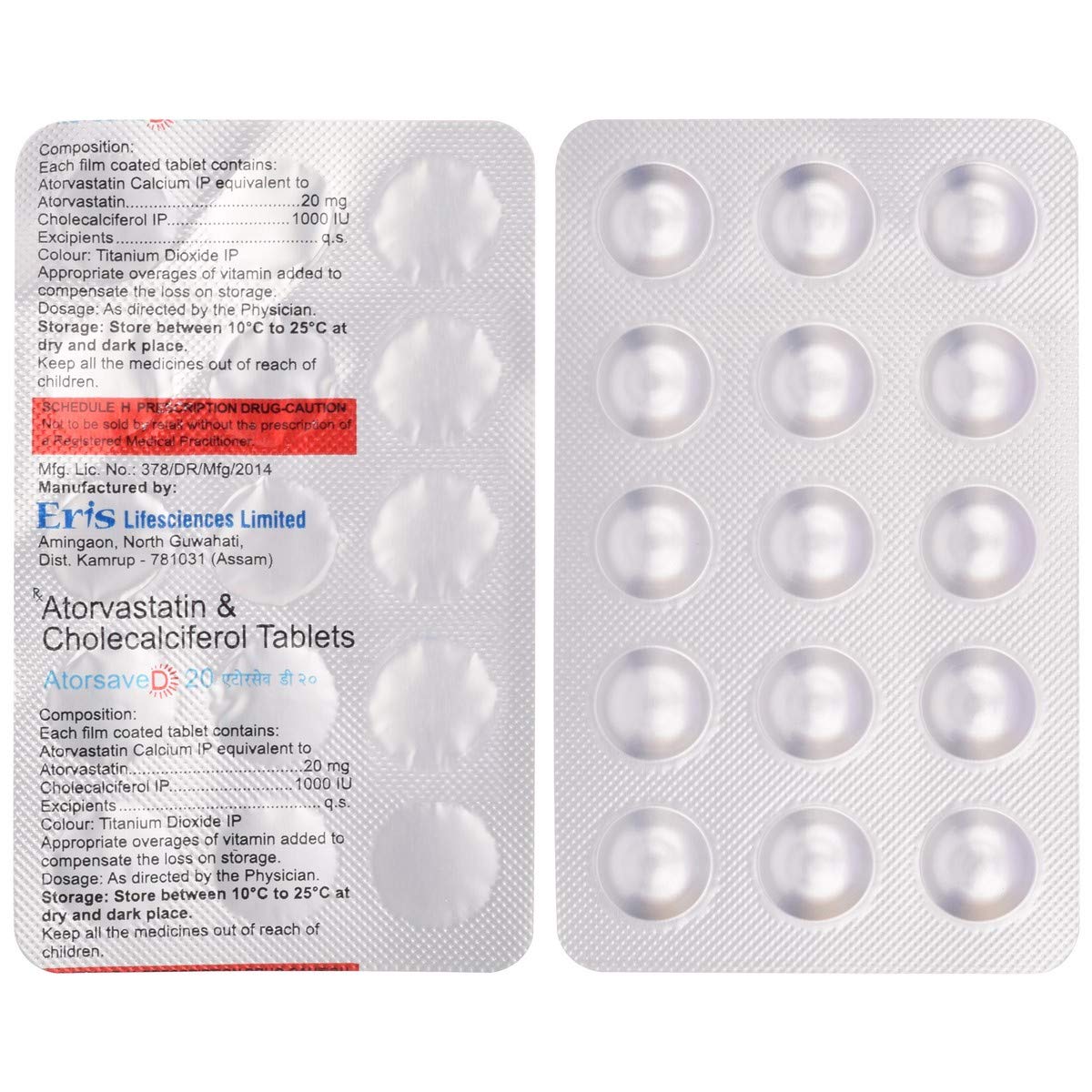 Atorsave D 20 - Strip of 15 Tablets