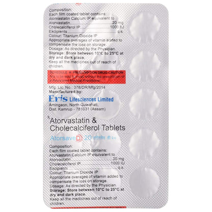 Atorsave D 20 - Strip of 15 Tablets