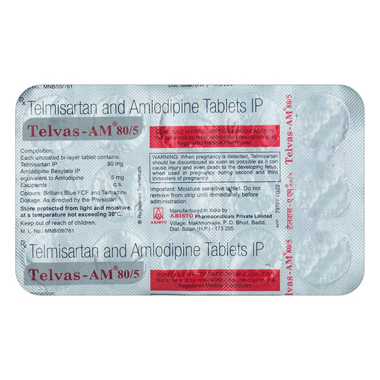 Telvas-AM 80/5 - Strip of 15 Tablets