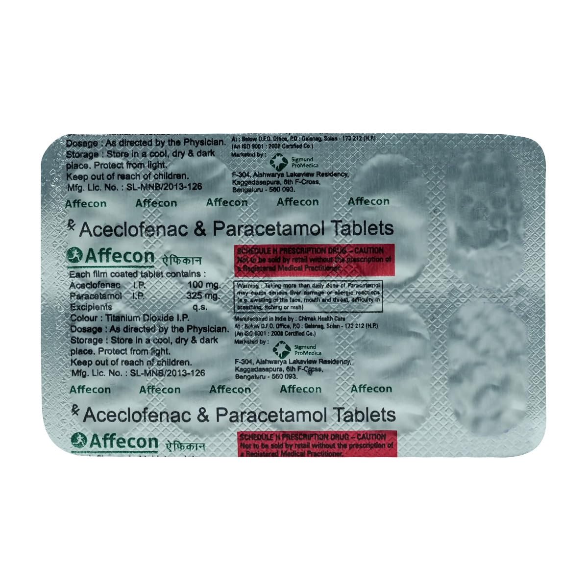 Affecon 100/325 - Strip of 10 Tablets