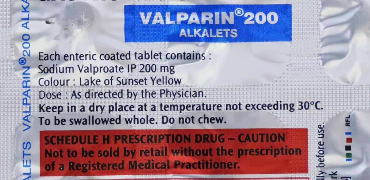 Valparin Alkalets 200 - Strip of 15 Tablets