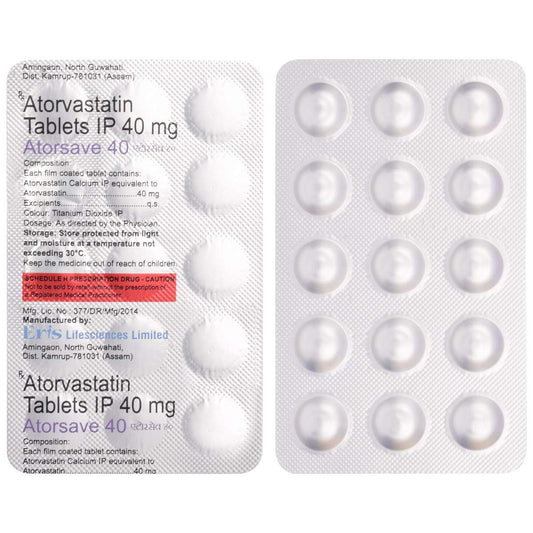 Atorsave 40 - Strip of 15 Tablets