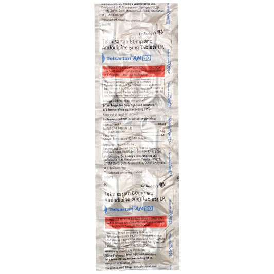 Telsartan-AM 80mg - Strip of 10 Tablets