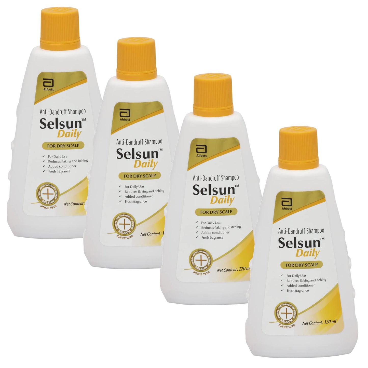 Abbott Selsun Daily Anti-Dandruff Shampoo 120 Ml ( 480Ml Pack Of 4 ), 4 Count