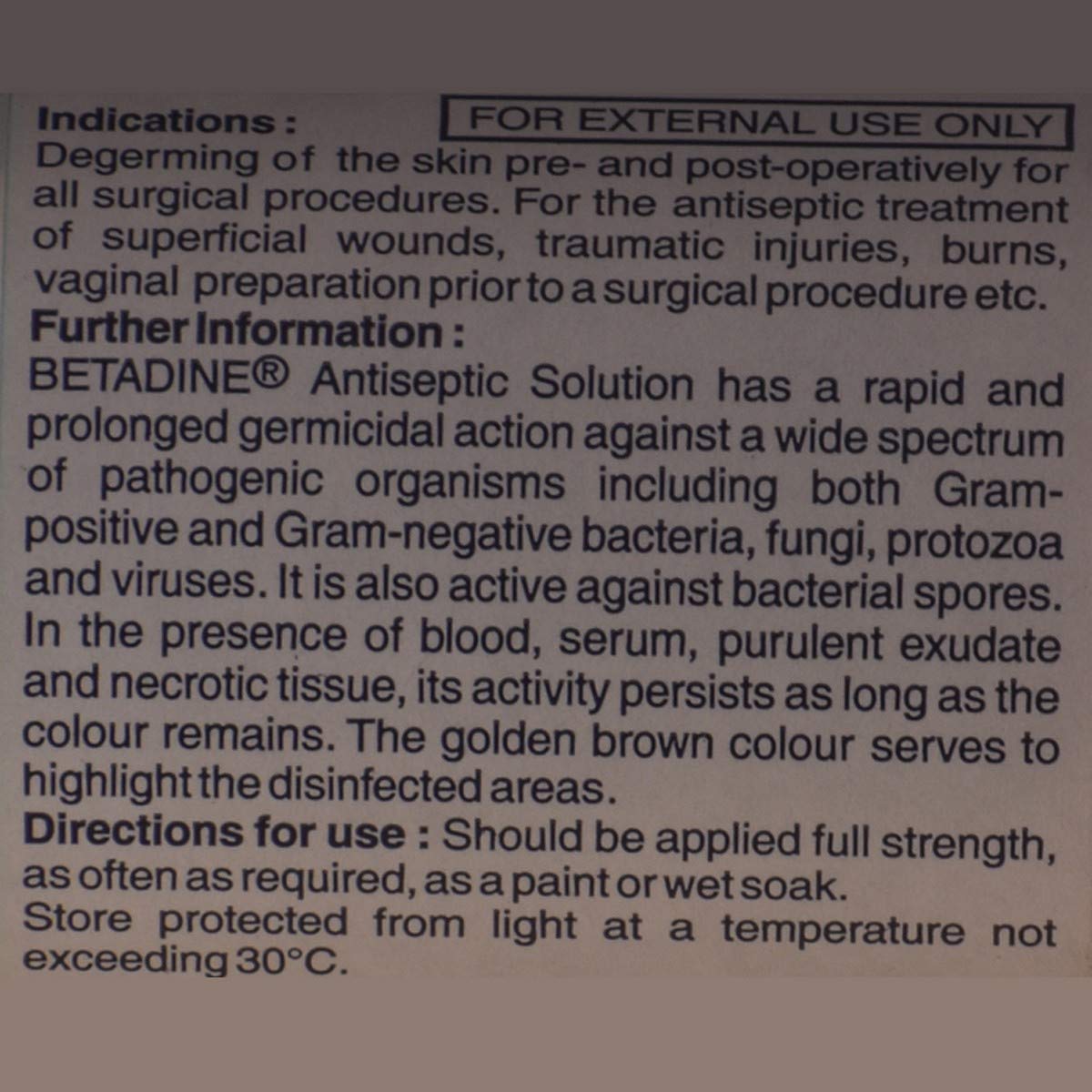 Betadine 10% w/v - Bottle of 100 ml Standerdised Microbial Solution