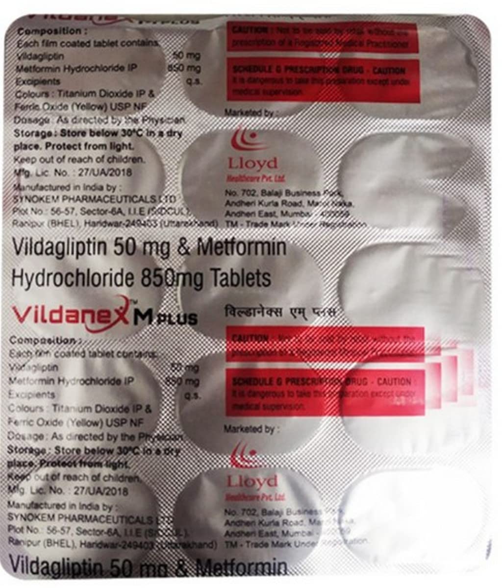 VILDANEX M PLUS 50/850MG - Strip of 15 Tablets