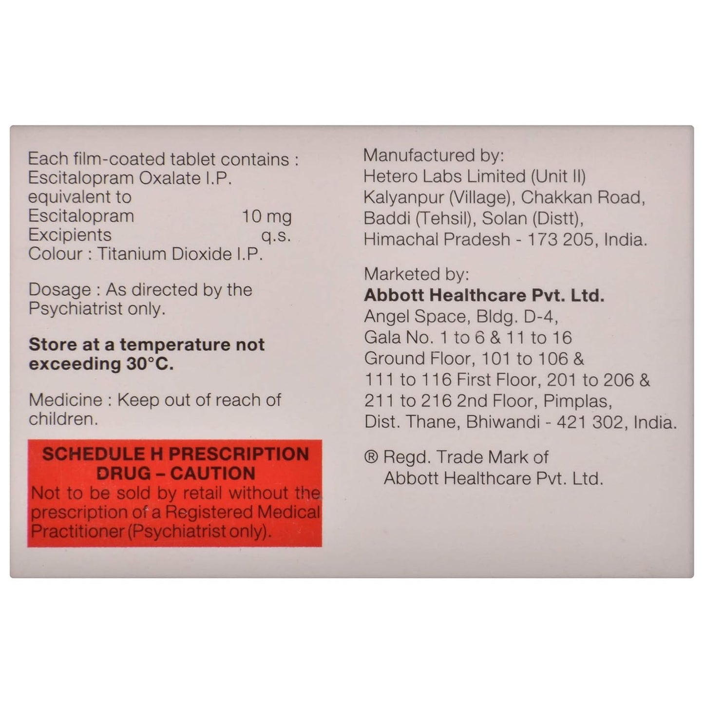 Szetalo 10 - Strip of 15 Tablets