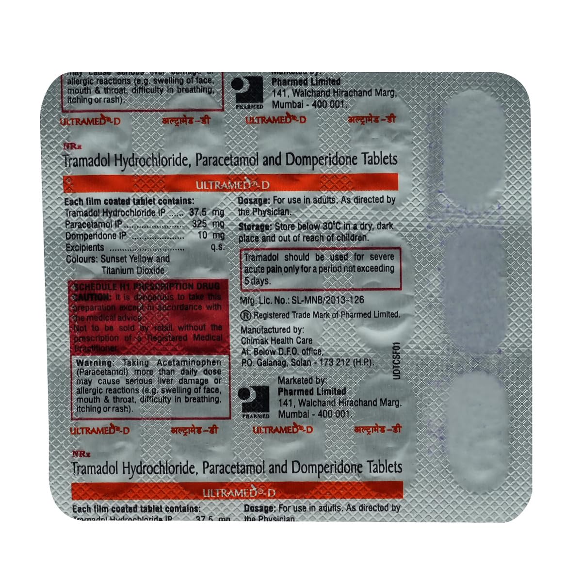 Ultramed - D 37.5/325/10 - Strip of 15 Tablets