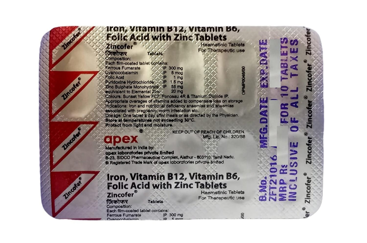 Zincofer - Strip of 10 Tablets