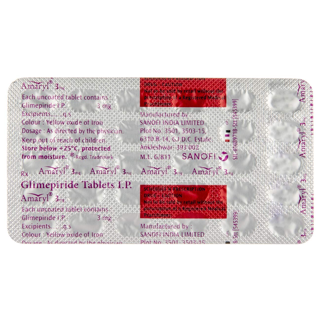 Amaryl 3 mg - Strip of 30 Tablets