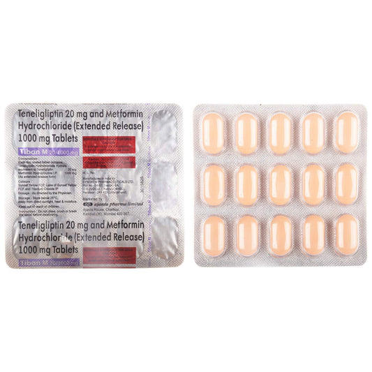 Tiban M 20/1000 mg - Strip of 15 Tablets