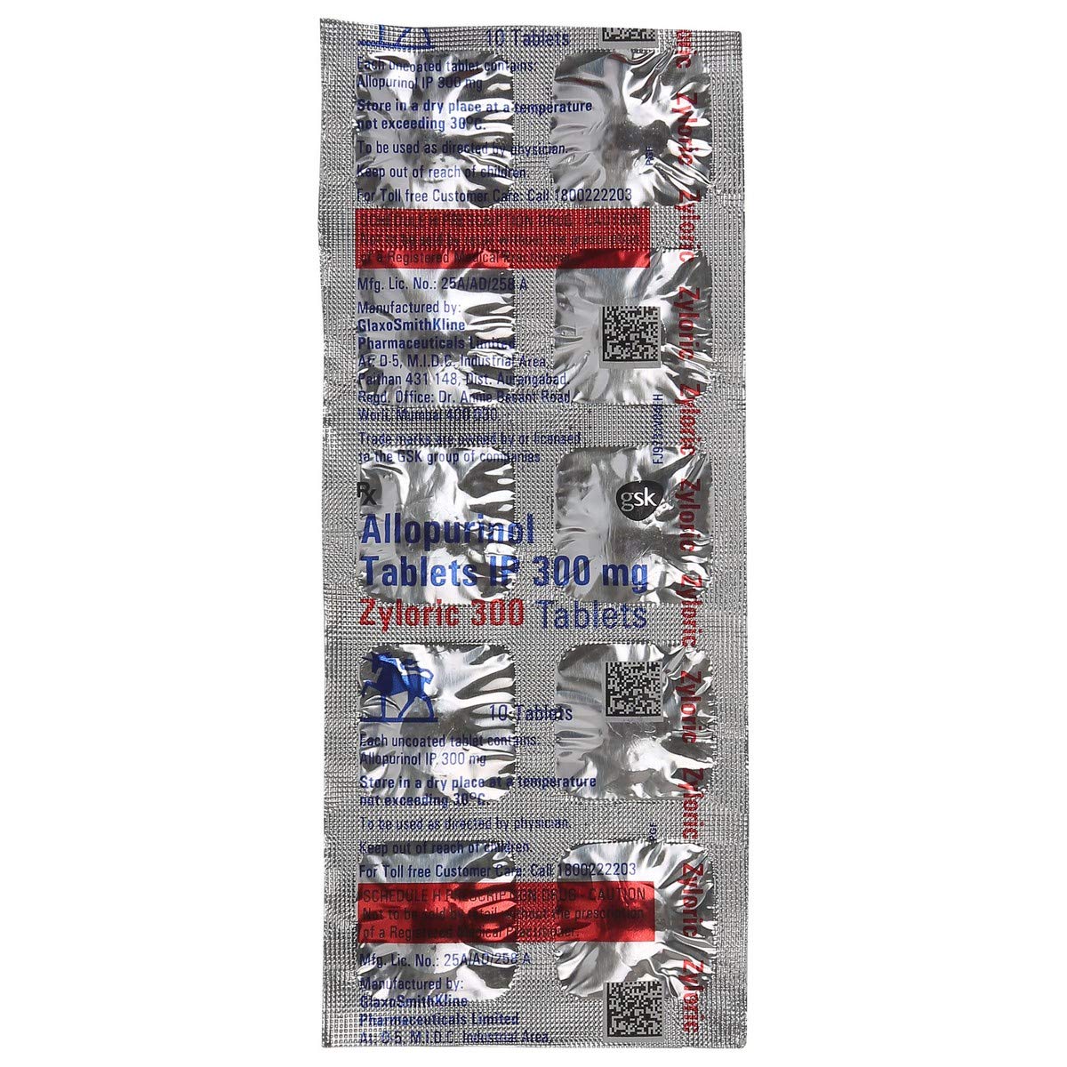 Zyloric 300 - Strip Pack of 10 Tablets