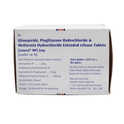 Amaryl MP 2mg - Strip of 15 Tablets