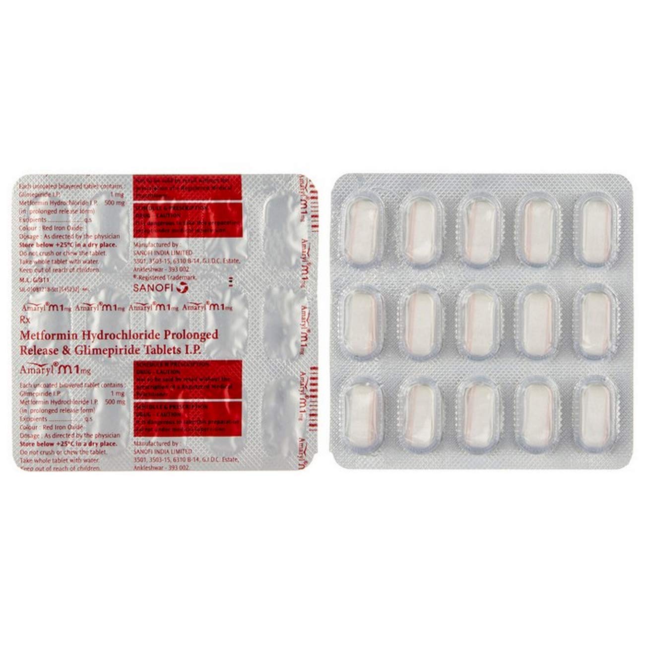 Amaryl M 1 mg - Strip of 15 Tablets