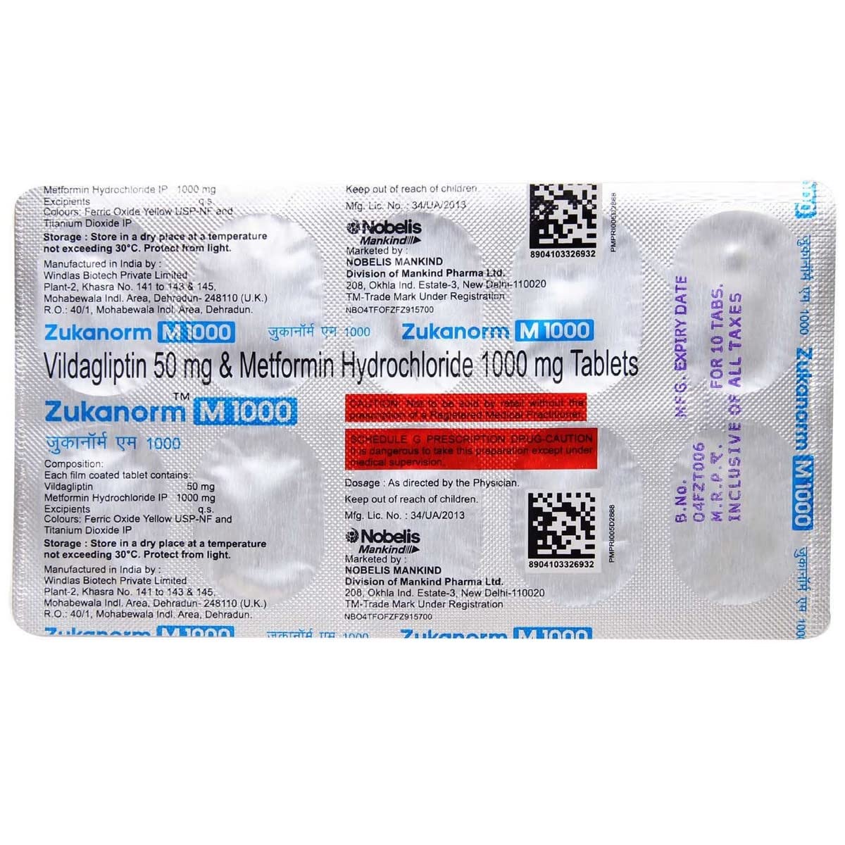 Zukanorm M 1000/50MG - Strip of 10 Tablets