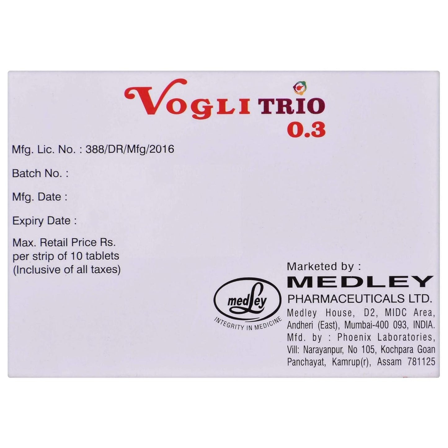 Vogli Trio 0.3 - Strip of 10 Tablets