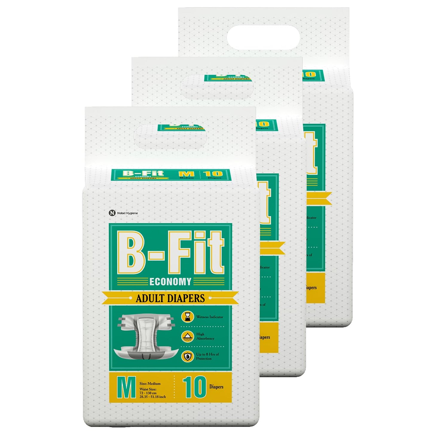 B-FIT Adult Diaper Economy Tape Style - Medium Size - Pack of 12 (Unit Count 120)