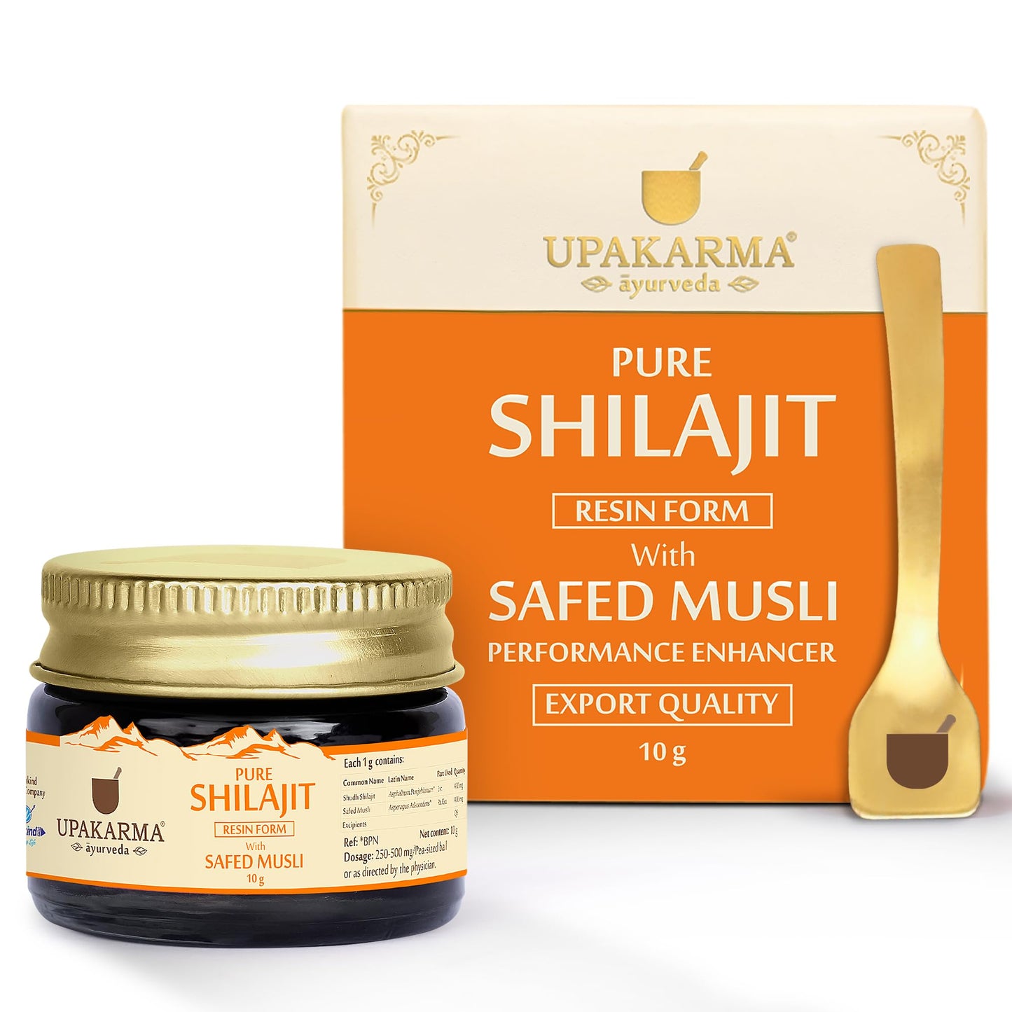 UPAKARMA Shilajit with Safed Musli Resin 10g | Original & Pure Shilajit/Shilajeet for Men to Boost Physical Performance, Power, Stamina and Strength| Lab Tested | Pack of 1