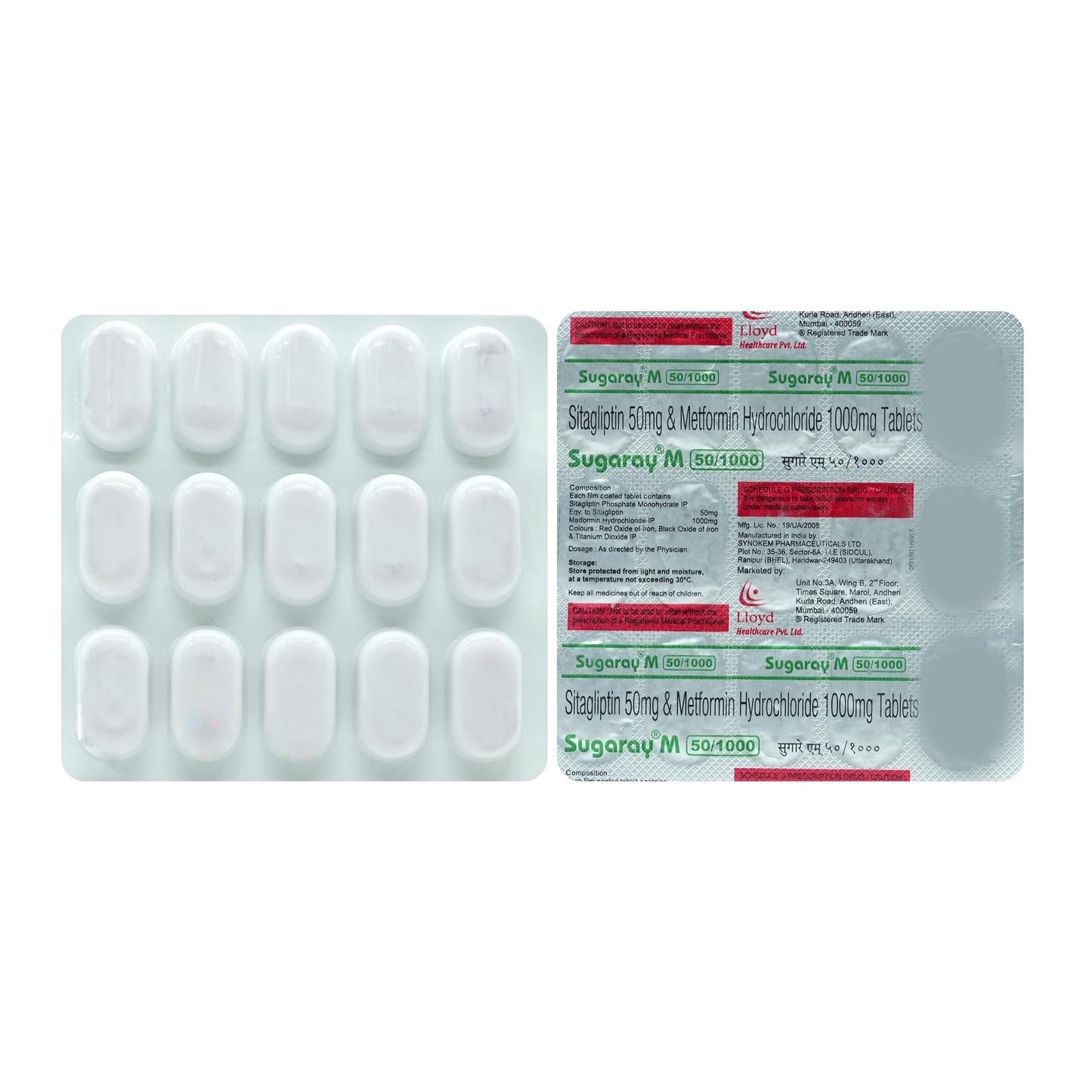 Sugaray M 50/1000 -Strip of 15 Tablets