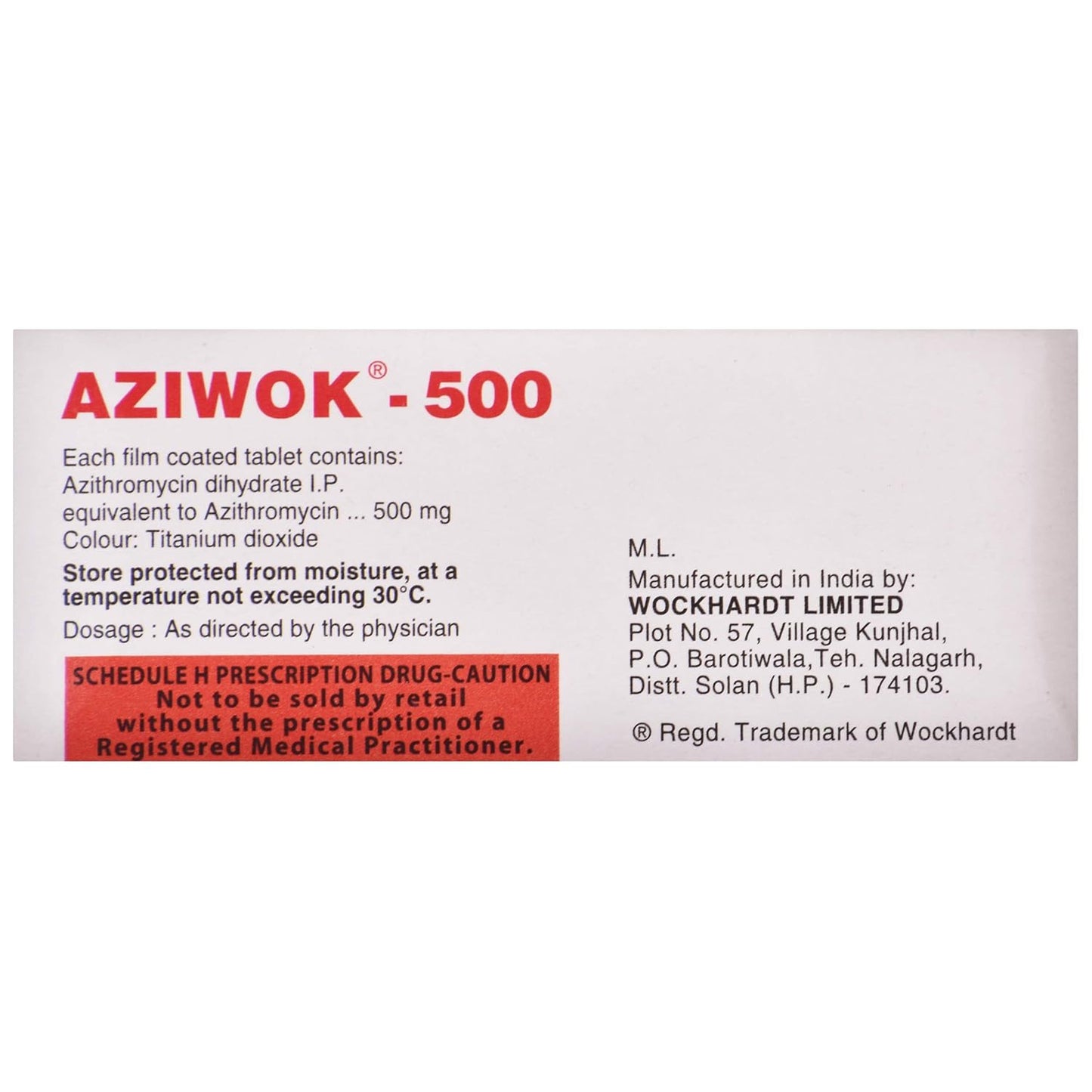 Aziwok - 500 - Strip of 5 Tablets