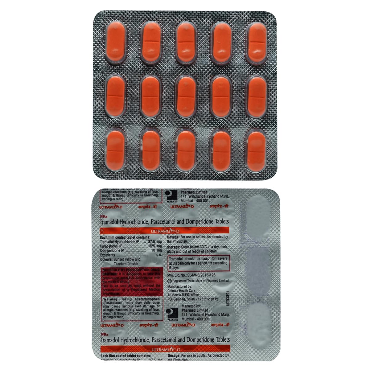 Ultramed - D 37.5/325/10 - Strip of 15 Tablets