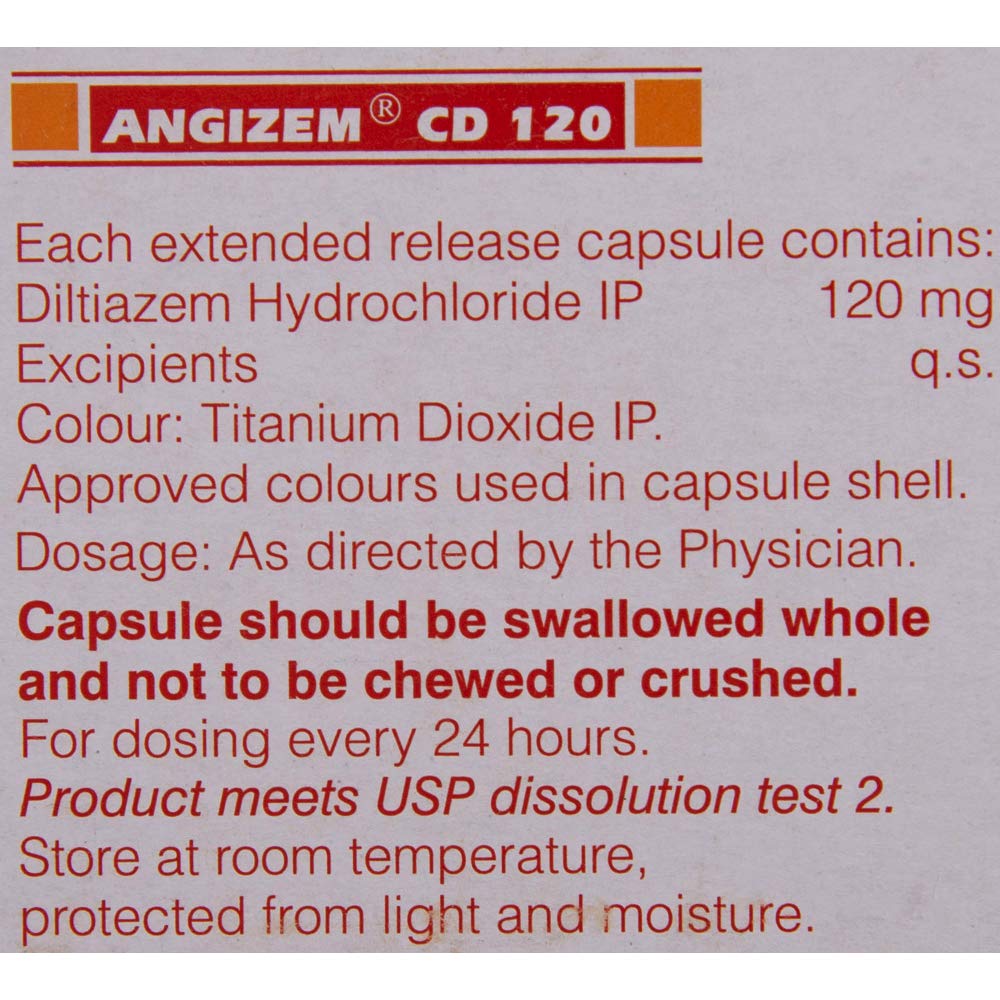 Angizem CD 120 - Strip of 10 Capsules