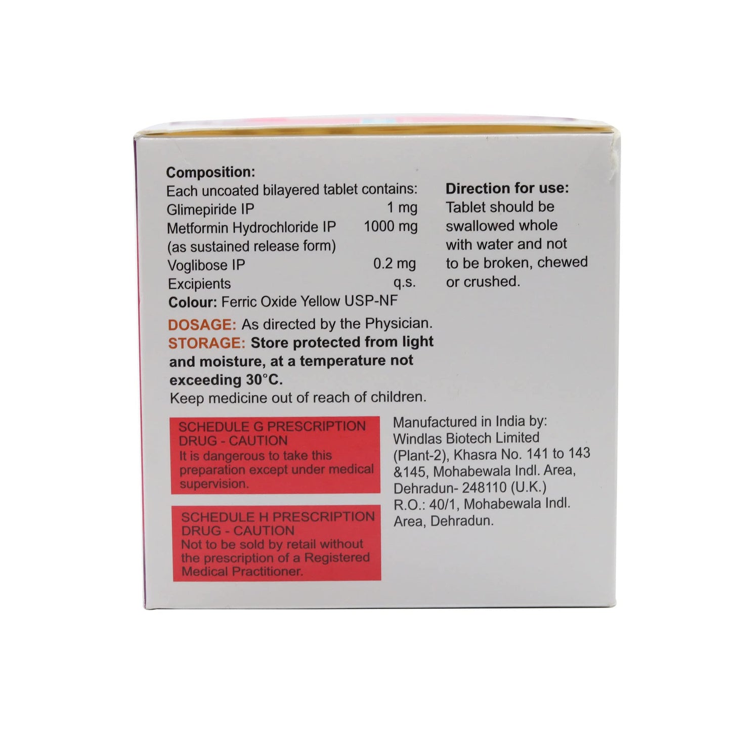 Voglow-GM 1 Forte - Strip of 15 Tablets