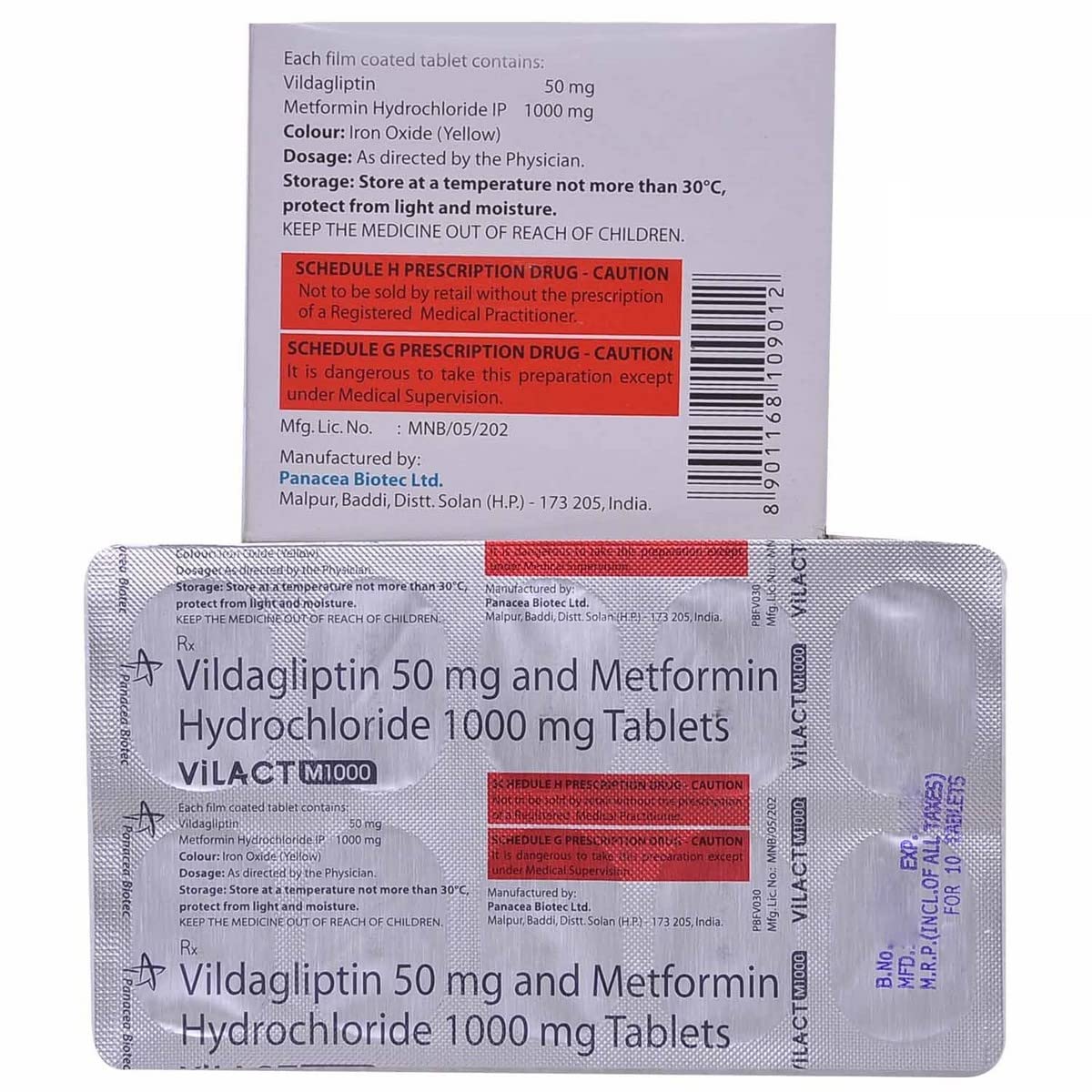 Vilact M 1000/50MG - Strip of 10 Tablets