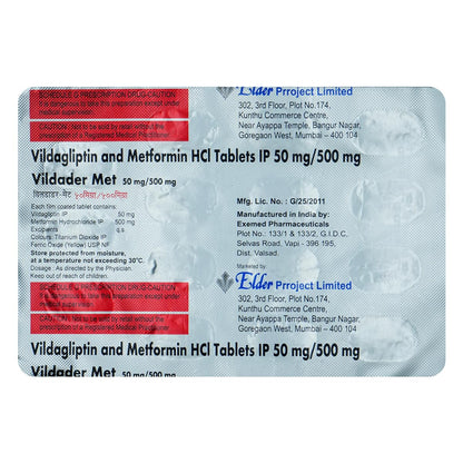 Vildader Met 50 MG/500 MG - Strip of 15 Tablets