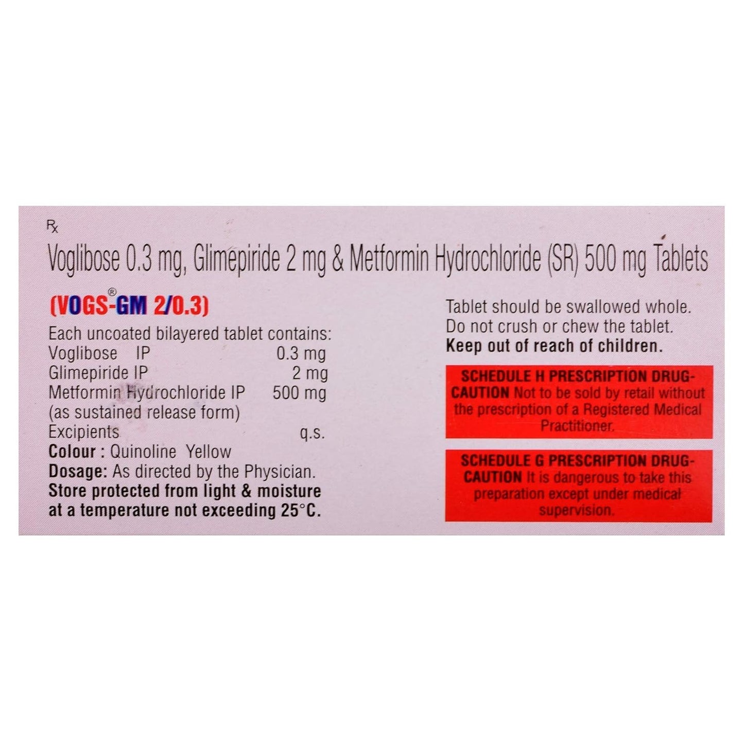 Vogs GM 2/0.3 - Strip of 10 Tablets