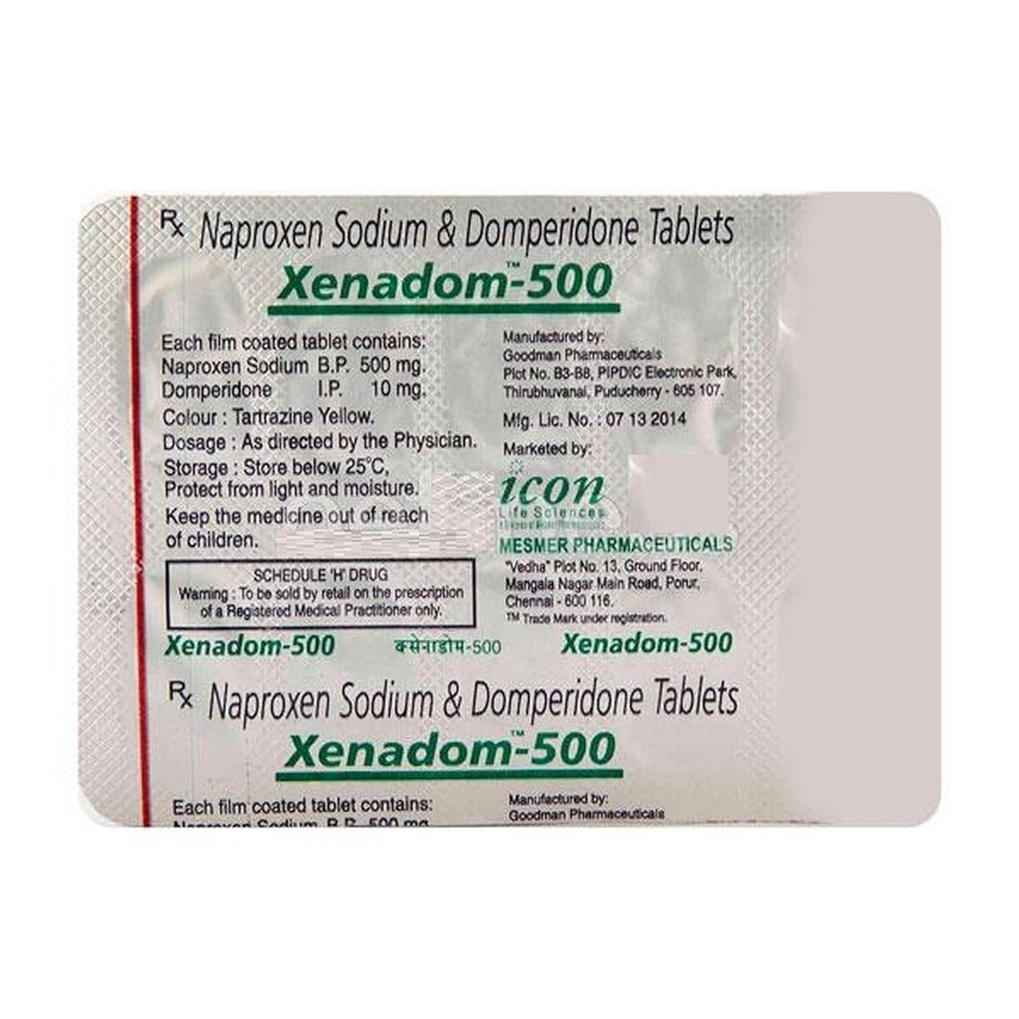 Xenadom 500mg/10mg - Strip of 10 Tablets