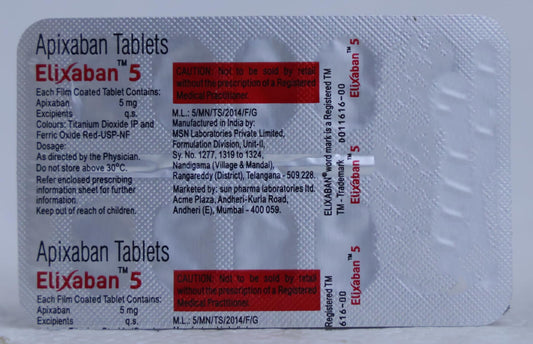 Elixaban 5 - Strip of 10 Tablets