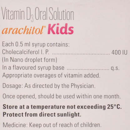 Arachitol Kids 400IU/0.5ml Pineapple Flavour - Bottle of 15 ml Oral Solution