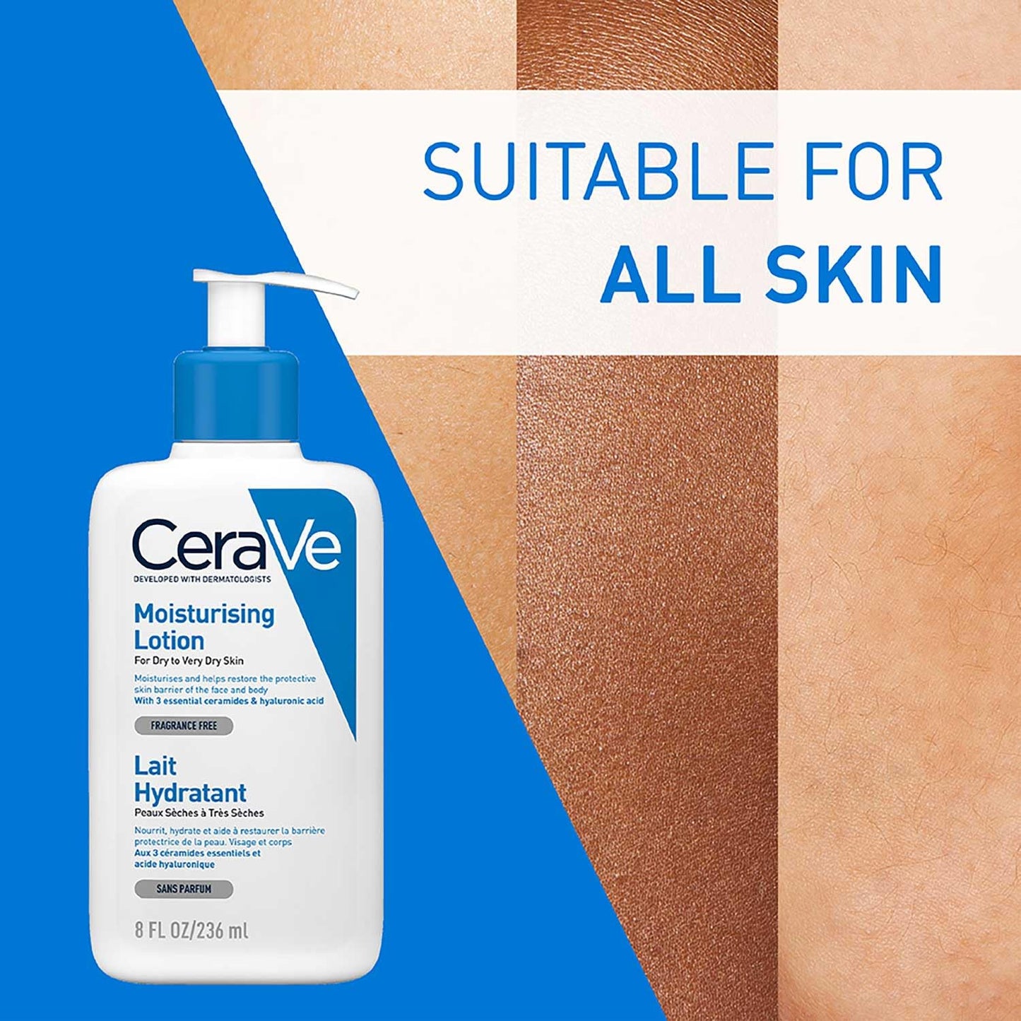 CeraVe Moisturizing Lotion For Dry Skin (236ml) - Formulated With 3 Essential Ceramides And Hyaluronic Acid | Non-Comedogenic, Oil Free And Fragrance-Free Body Lotion