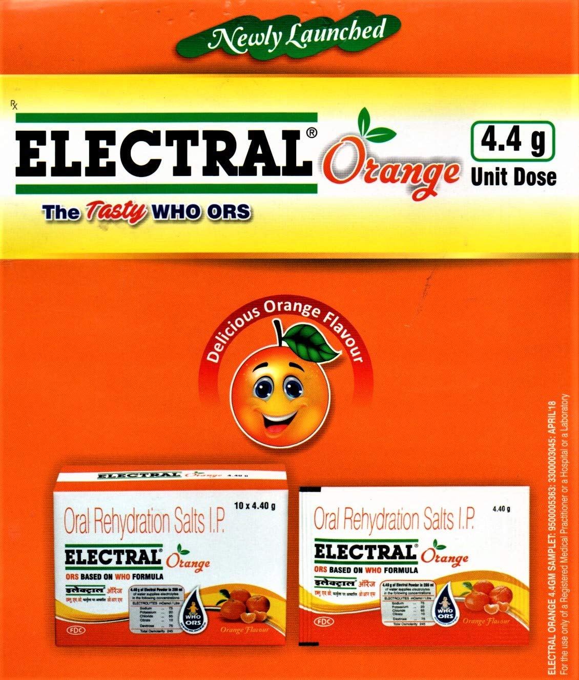 Electral FDC ORS Orange - Pack of 50 Sachets x 4.40 g