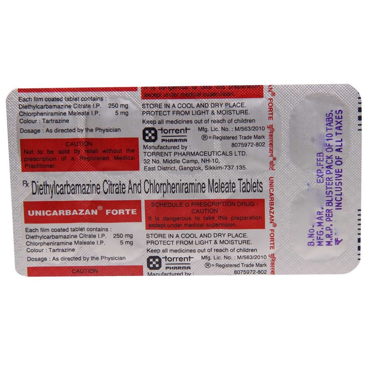 Unicarbazan Forte - Strip of 10 Tablets