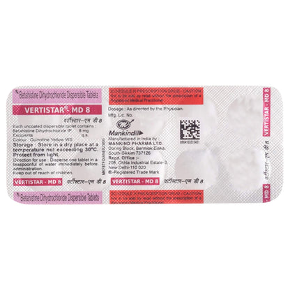 Vertistar-MD 8 - Strip of 10 Tablets