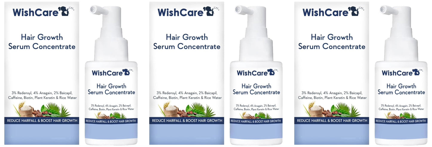 WishCare Hair Growth Serum Concentrate - 3% Redensyl, 4% Anagain, 2% Baicapil, Caffeine, Biotin & Rice Water - Rosemary Hair Serum for Hair Fall Control & Hair Growth 30ml