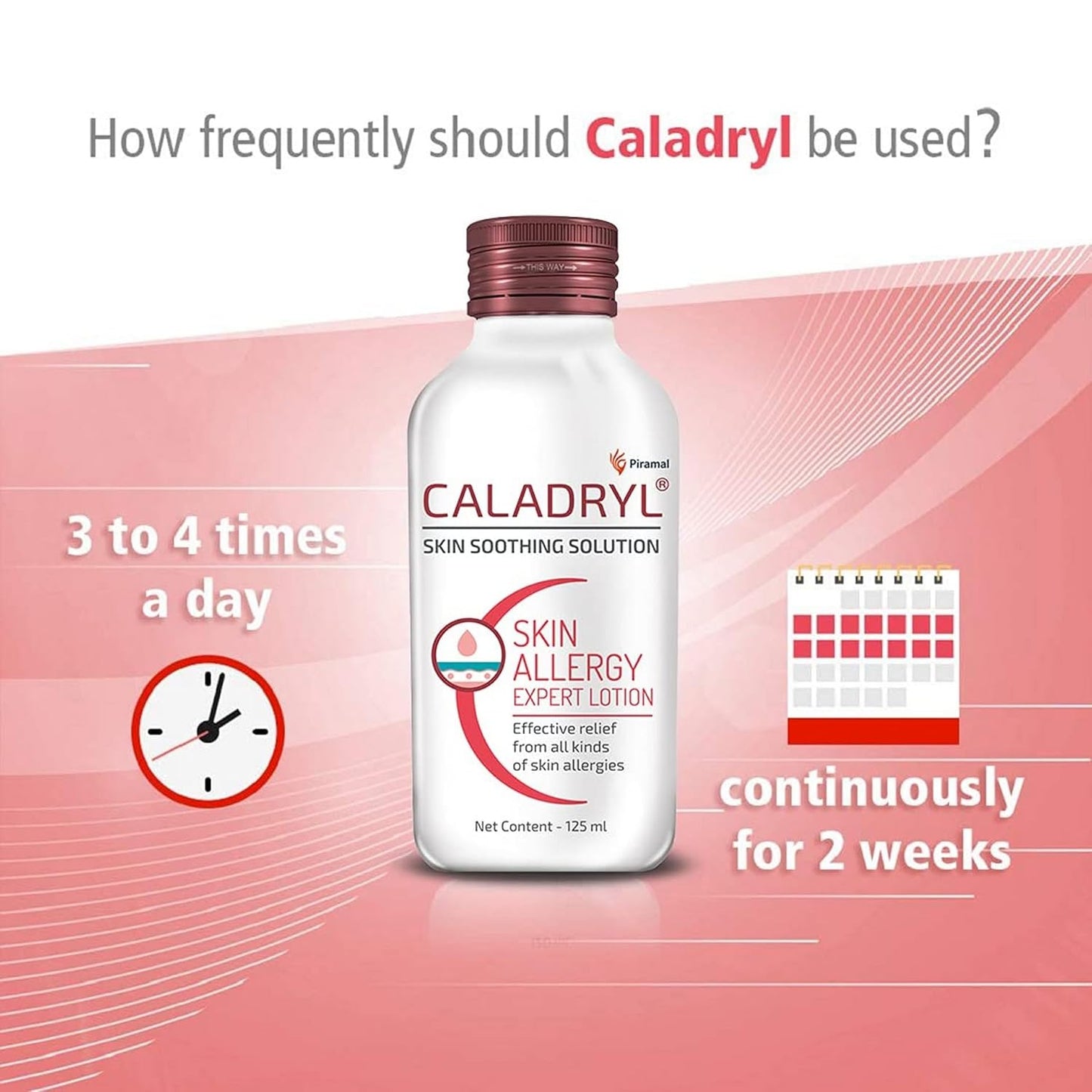 Caladryl Skin Allergy Expert Lotion for relief from skin rashes, sunburn, prickly heat, insect bites (125 ml)