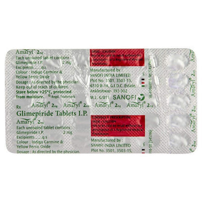 Amaryl 2 mg - Strip of 30 Tablets