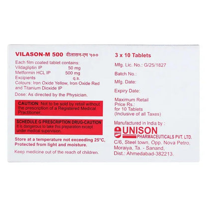 Vilason-M 500 - Strip of 10 Tablets