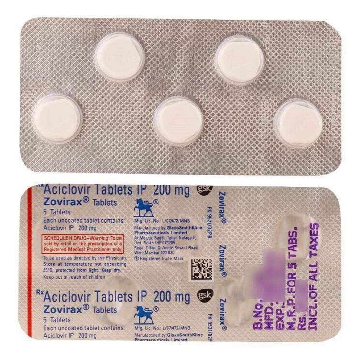 Zovirax 200 - Strip of 5 Tablets