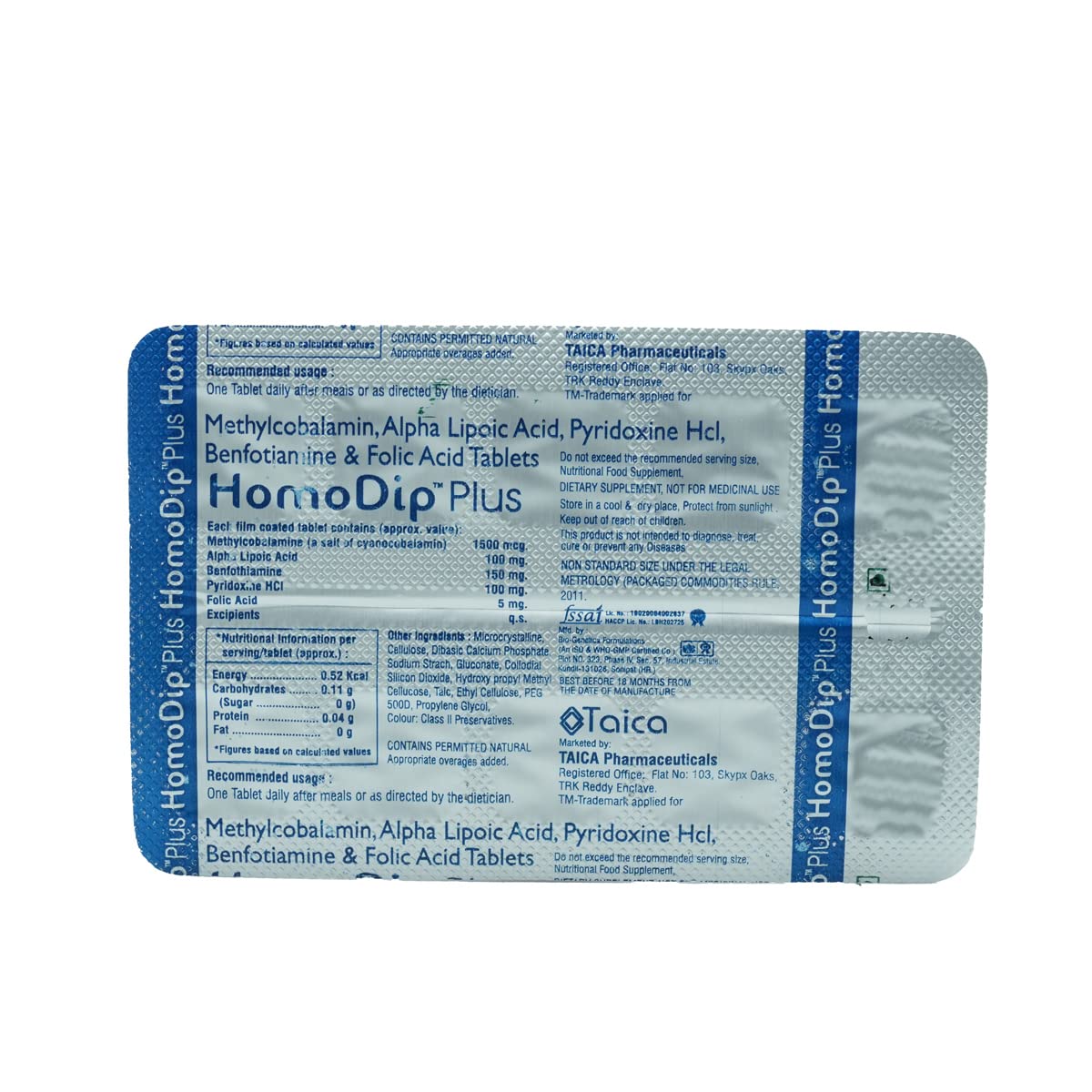 Homodip Plus - Strip of 10 Tablets