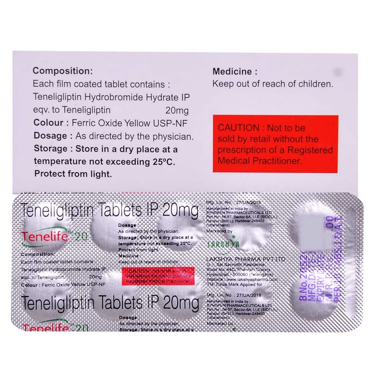 Tenelife 20 - Strip of 10 Tablets